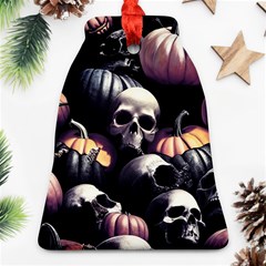 Halloween Party Skulls, Demonic Pumpkins Pattern Bell Ornament (two Sides)