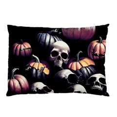 Halloween Party Skulls, Demonic Pumpkins Pattern Pillow Case (two Sides) by Casemiro