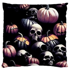 Halloween Party Skulls, Demonic Pumpkins Pattern Standard Premium Plush Fleece Cushion Case (one Side) by Casemiro