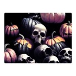 Halloween party skulls, Demonic pumpkins pattern Two Sides Premium Plush Fleece Blanket (Mini) 35 x27  Blanket Front