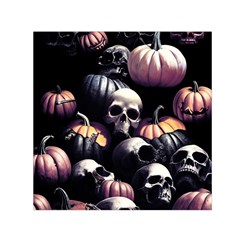 Halloween Party Skulls, Demonic Pumpkins Pattern Square Satin Scarf (30  X 30 ) by Casemiro