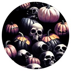 Halloween Party Skulls, Demonic Pumpkins Pattern Round Trivet by Casemiro