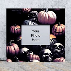 Halloween Party Skulls, Demonic Pumpkins Pattern White Wall Photo Frame 5  X 7  by Casemiro