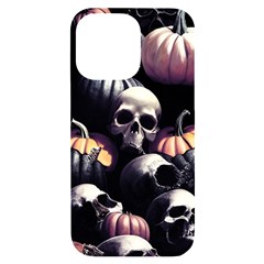 Halloween Party Skulls, Demonic Pumpkins Pattern Iphone 14 Pro Max Black Uv Print Case by Casemiro