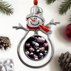 Halloween Party Skulls, Demonic Pumpkins Pattern Metal Snowman Ornament