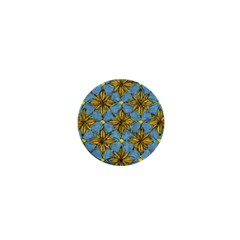 Gold Abstract Flowers Pattern At Blue Background 1  Mini Magnets by Casemiro