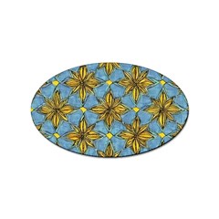 Gold Abstract Flowers Pattern At Blue Background Sticker (oval) by Casemiro