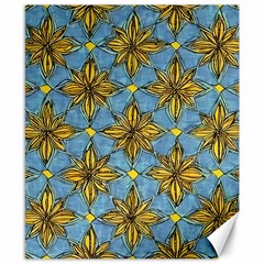 Gold Abstract Flowers Pattern At Blue Background Canvas 8  X 10  by Casemiro