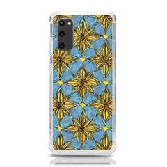 Gold Abstract Flowers Pattern At Blue Background Samsung Galaxy S20 6 2 Inch Tpu Uv Case by Casemiro