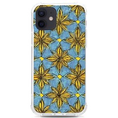 Gold Abstract Flowers Pattern At Blue Background Iphone 12/12 Pro Tpu Uv Print Case by Casemiro