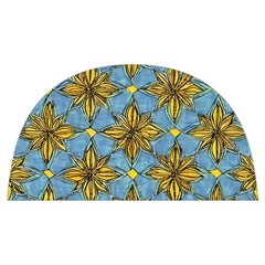 Gold Abstract Flowers Pattern At Blue Background Anti Scalding Pot Cap by Casemiro