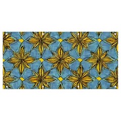 Gold Abstract Flowers Pattern At Blue Background Banner And Sign 8  X 4  by Casemiro