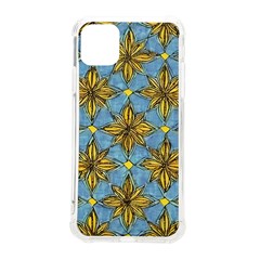 Gold Abstract Flowers Pattern At Blue Background Iphone 11 Pro Max 6 5 Inch Tpu Uv Print Case by Casemiro