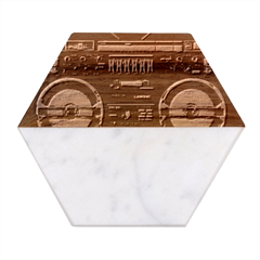 Vintage Radio Marble Wood Coaster (hexagon)  by Proyonanggan