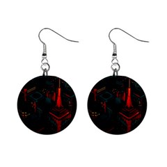 A Dark City Vector Mini Button Earrings