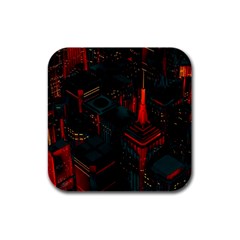 A Dark City Vector Rubber Square Coaster (4 Pack) by Proyonanggan