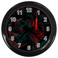 A Dark City Vector Wall Clock (black) by Proyonanggan