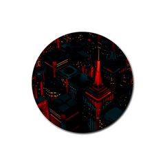 A Dark City Vector Rubber Coaster (round)