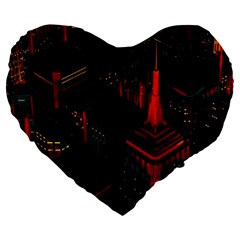 A Dark City Vector Large 19  Premium Heart Shape Cushions by Proyonanggan