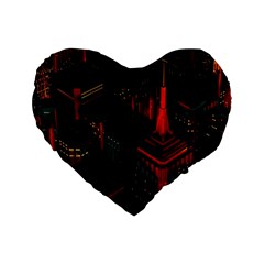 A Dark City Vector Standard 16  Premium Flano Heart Shape Cushions by Proyonanggan