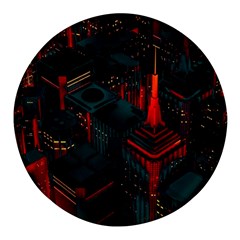 A Dark City Vector Round Glass Fridge Magnet (4 Pack)