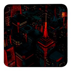 A Dark City Vector Square Glass Fridge Magnet (4 Pack) by Proyonanggan