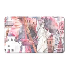 Vintage Landmarks Travel Magnet (rectangular) by Proyonanggan