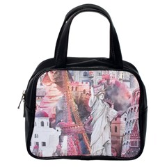 Vintage Landmarks Travel Classic Handbag (one Side) by Proyonanggan