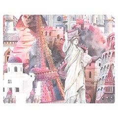 Vintage Landmarks Travel Two Sides Premium Plush Fleece Blanket (medium) by Proyonanggan