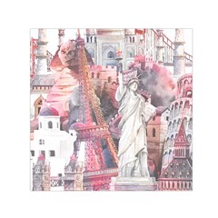 Vintage Landmarks Travel Square Satin Scarf (30  X 30 ) by Proyonanggan