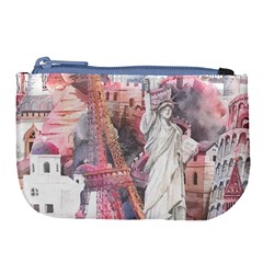 Vintage Landmarks Travel Large Coin Purse by Proyonanggan