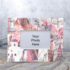 Vintage Landmarks Travel White Tabletop Photo Frame 4 x6  by Proyonanggan