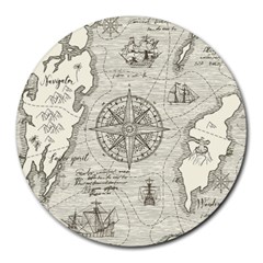 Vintage World Map Antique Round Mousepad by Proyonanggan