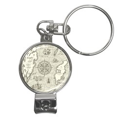 Vintage World Map Antique Nail Clippers Key Chain