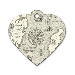 Vintage World Map Antique Dog Tag Heart (one Side) by Proyonanggan