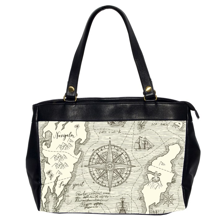 Vintage World Map Antique Oversize Office Handbag (2 Sides)