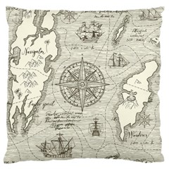 Vintage World Map Antique Large Premium Plush Fleece Cushion Case (one Side) by Proyonanggan