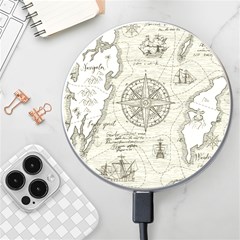 Vintage World Map Antique Wireless Fast Charger(white) by Proyonanggan