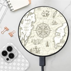 Vintage World Map Antique Wireless Fast Charger(black) by Proyonanggan