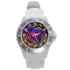 3d Fractal Mandelbulb Round Plastic Sport Watch (l)