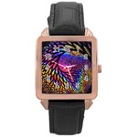 3d Fractal Mandelbulb Rose Gold Leather Watch  Front