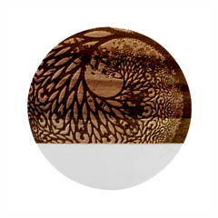 3d Fractal Mandelbulb Marble Wood Coaster (round) by Proyonanggan