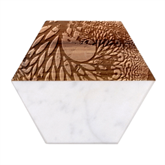 3d Fractal Mandelbulb Marble Wood Coaster (hexagon)  by Proyonanggan