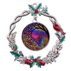 3d Fractal Mandelbulb Metal X mas Wreath Holly Leaf Ornament by Proyonanggan