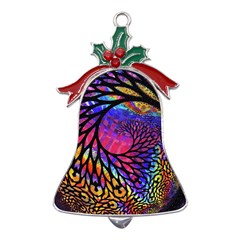 3d Fractal Mandelbulb Metal Holly Leaf Bell Ornament by Proyonanggan