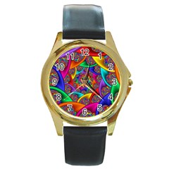 Color Spiral Round Gold Metal Watch