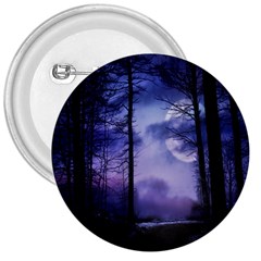 Moonlit A Forest At Night With A Full Moon 3  Buttons by Proyonanggan