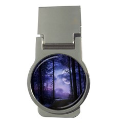 Moonlit A Forest At Night With A Full Moon Money Clips (round)  by Proyonanggan