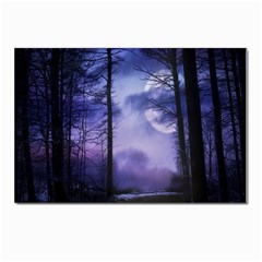 Moonlit A Forest At Night With A Full Moon Postcard 4 x 6  (pkg Of 10) by Proyonanggan