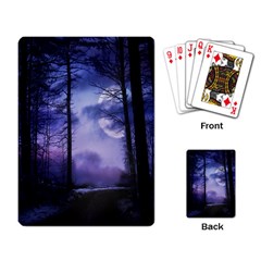 Moonlit A Forest At Night With A Full Moon Playing Cards Single Design (rectangle) by Proyonanggan